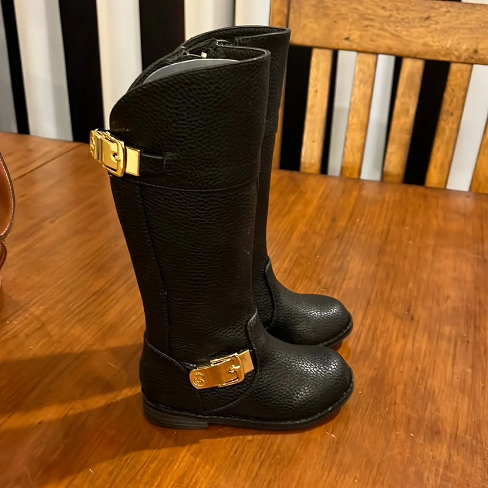 Michael Kors Emma Tara Boots black leather new Toddlers Girls Size 6